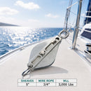 T304 Stainless Steel Wide Swivel Eye Block for Wire Rope Cable, Lifting Rigging Pulley Block for Marine and Outdoor Use