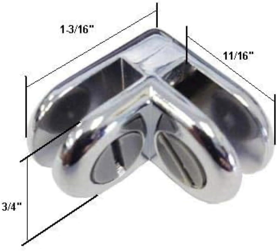 20 PCS Chrome Glass Cube Connector Clips - 3/16" Tempered Glass Shelf Hardware