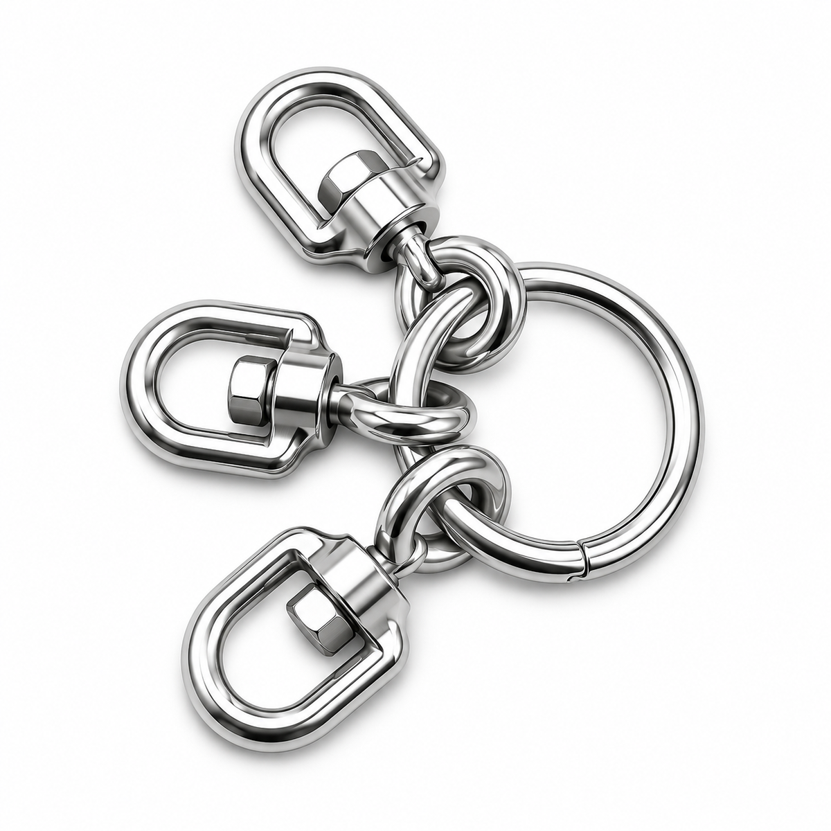 10 Pc Set Marine Stainless Steel Ring with 3 Way Swivel Ring, Fishing Tackle Swivel Connector for Rigging, Lines, Hooks, Lures, and Marine Hardware