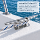 4 Pc Set Marine Boat T316 Stainless Steel Low Flat Cleat, Flat Top Dock Deck Rope Cleat for Yacht, Sailboat, Mooring
