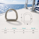 5 Pc 5/16" Marine Boat Stainless Steel D Ring, Welded Formed D-Ring for Rigging, Lifting, Tie Down, and Outdoor Use