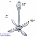 Hot Dipped Galvanized Folding Grapnel Anchor, Marine Boat Anchor for Yacht, Docking, Kayak, Canoe, Jet Ski, Dinghy, and Small Boat Use