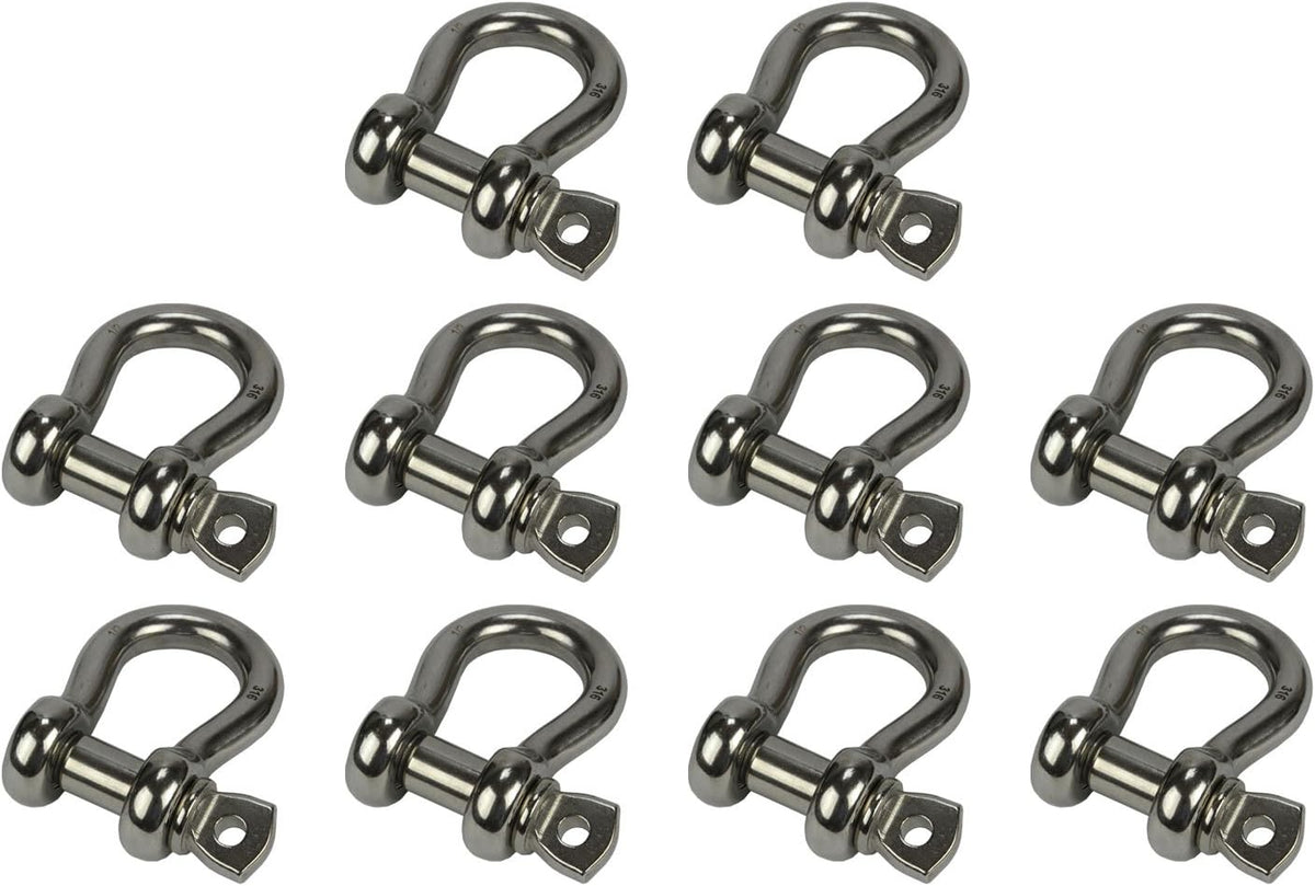 10 Pc 5/32" Stainless Steel Screw Pin Bow Shackle Anchor Boat Marine Parcord Rigging