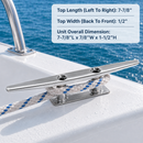 4 Pc Set Marine Boat T316 Stainless Steel Low Flat Cleat, Flat Top Dock Deck Rope Cleat for Yacht, Sailboat, Mooring