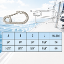 Stainless Steel T316 Marine Boat Spring Snap Type Harness Clip, 1/4" and 5/16" Pack of 5 for Rope, Chain, and Rigging