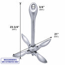Hot Dipped Galvanized Folding Grapnel Anchor, Marine Boat Anchor for Yacht, Docking, Kayak, Canoe, Jet Ski, Dinghy, and Small Boat Use