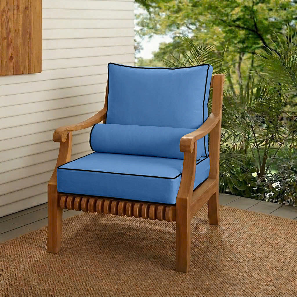 |COVER ONLY| Large Size 26x30x6 Contrast Trim Outdoor Deep Seat Backrest Cushion with Bolster, Water Repellent, Patio Cushion Slipcovers Replacement AD102