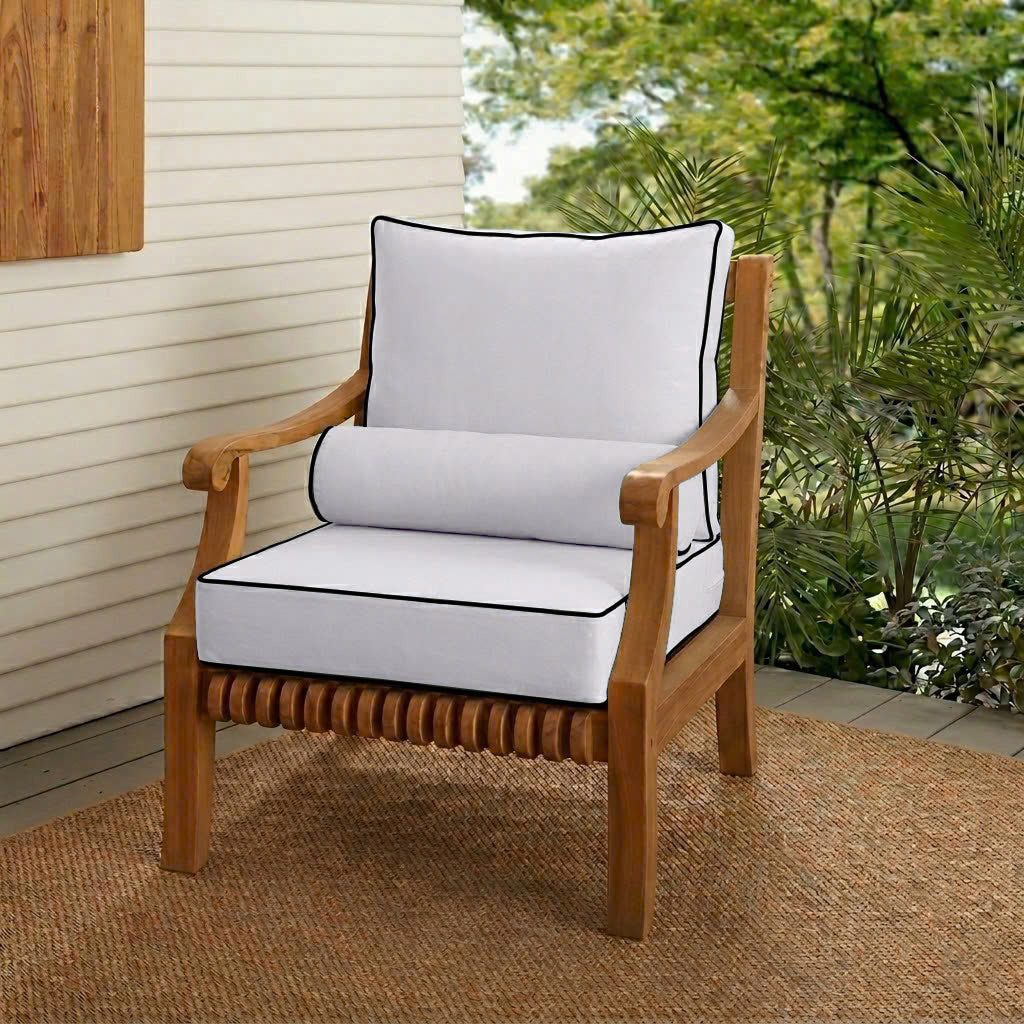 |COVER ONLY| Large Size 26x30x6 Contrast Trim Outdoor Deep Seat Backrest Cushion with Bolster, Water Repellent, Patio Cushion Slipcovers Replacement AD105