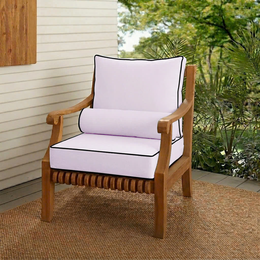 Medium Size 24x26x6 Contrast Trim Outdoor Deep Seat Backrest Cushion with Bolster, Water Repellent Patio Cushion Insert and Cover Set AD107