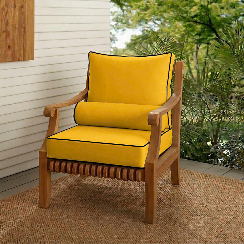 |COVER ONLY| Small Size 23x24x6 Contrast Trim Outdoor Deep Seat Backrest Cushion with Bolster, Water Repellent, Patio Cushion Slipcovers Replacement AD108