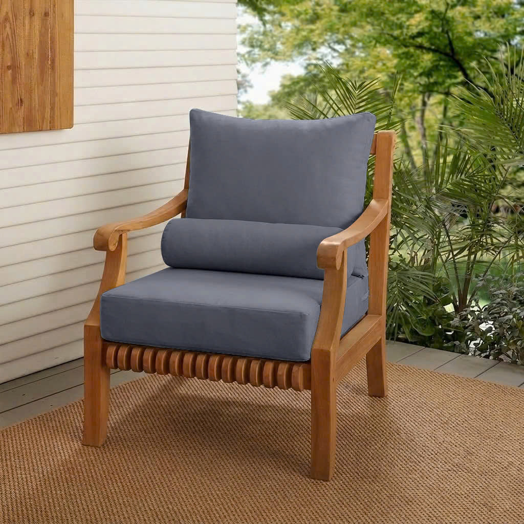 |COVER ONLY| Large Size 26x30x6 Knife Edge Outdoor Deep Seat Backrest Cushion with Bolster, Water Repellent, Patio Cushion Slipcovers Replacement AD001