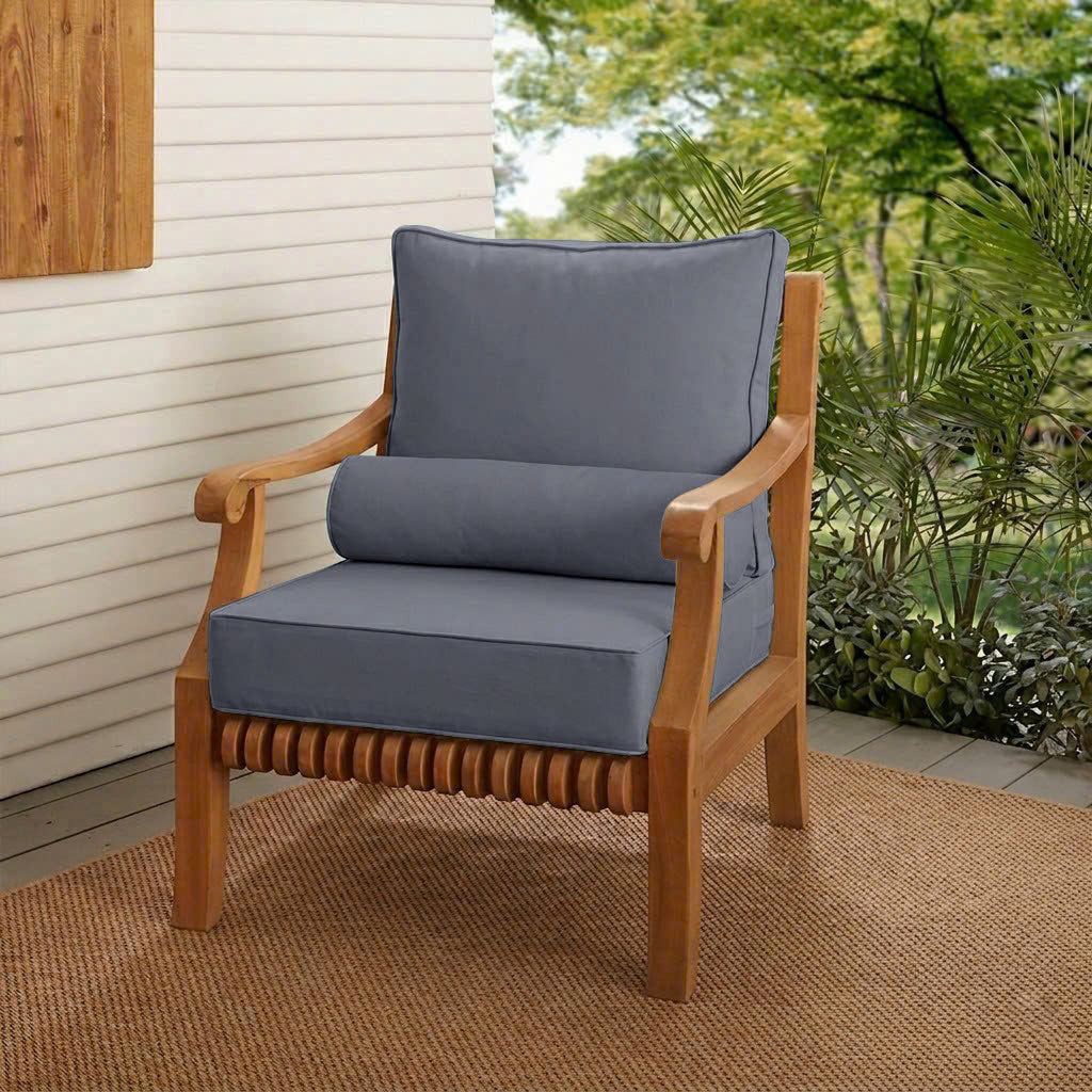|COVER ONLY| Small Size 23x24x6 Piped Trim Outdoor Deep Seat Backrest Cushion with Bolster, Water Repellent, Patio Cushion Slipcovers Replacement AD001