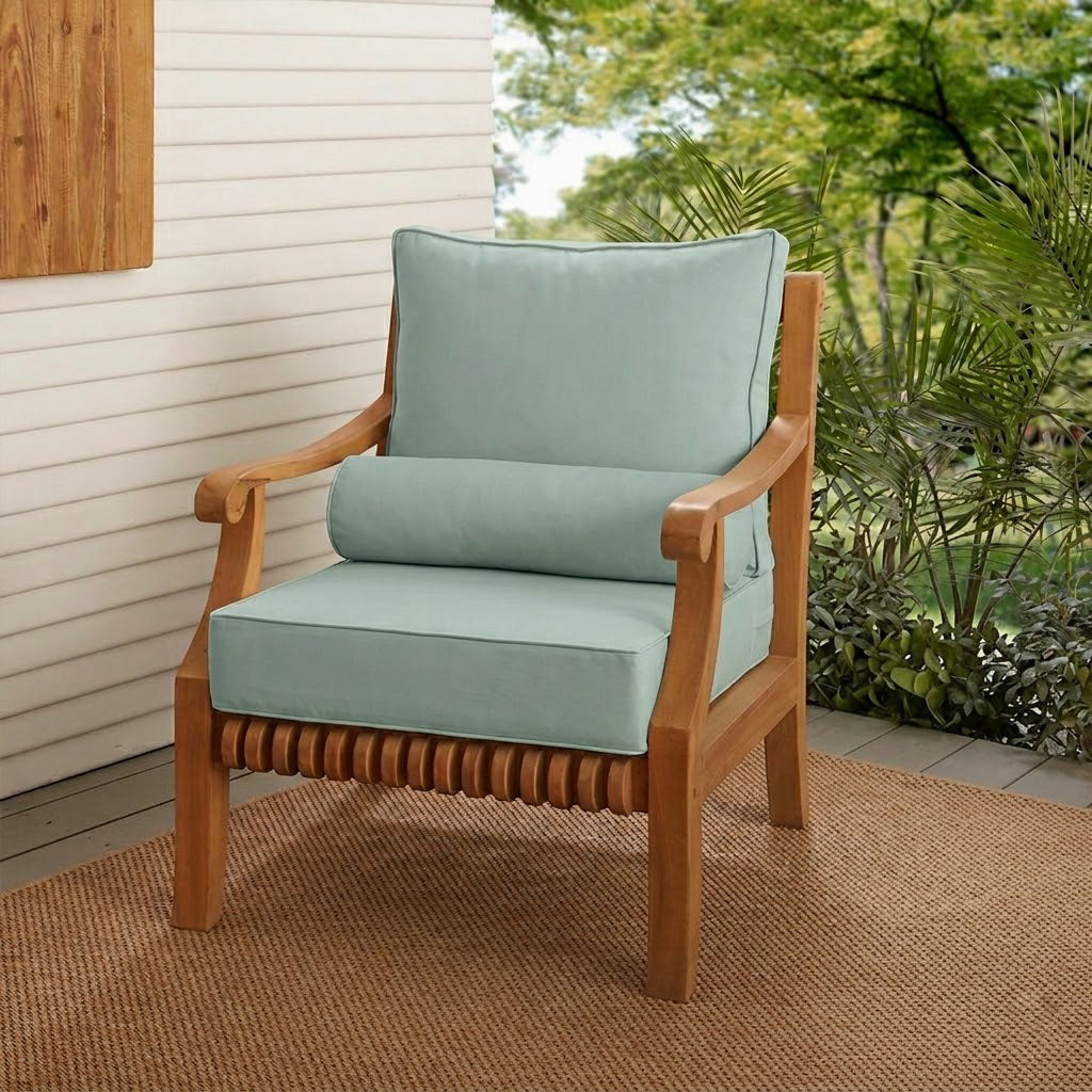 |COVER ONLY| Large Size 26x30x6 Piped Trim Outdoor Deep Seat Backrest Cushion with Bolster, Water Repellent, Patio Cushion Slipcovers Replacement AD002