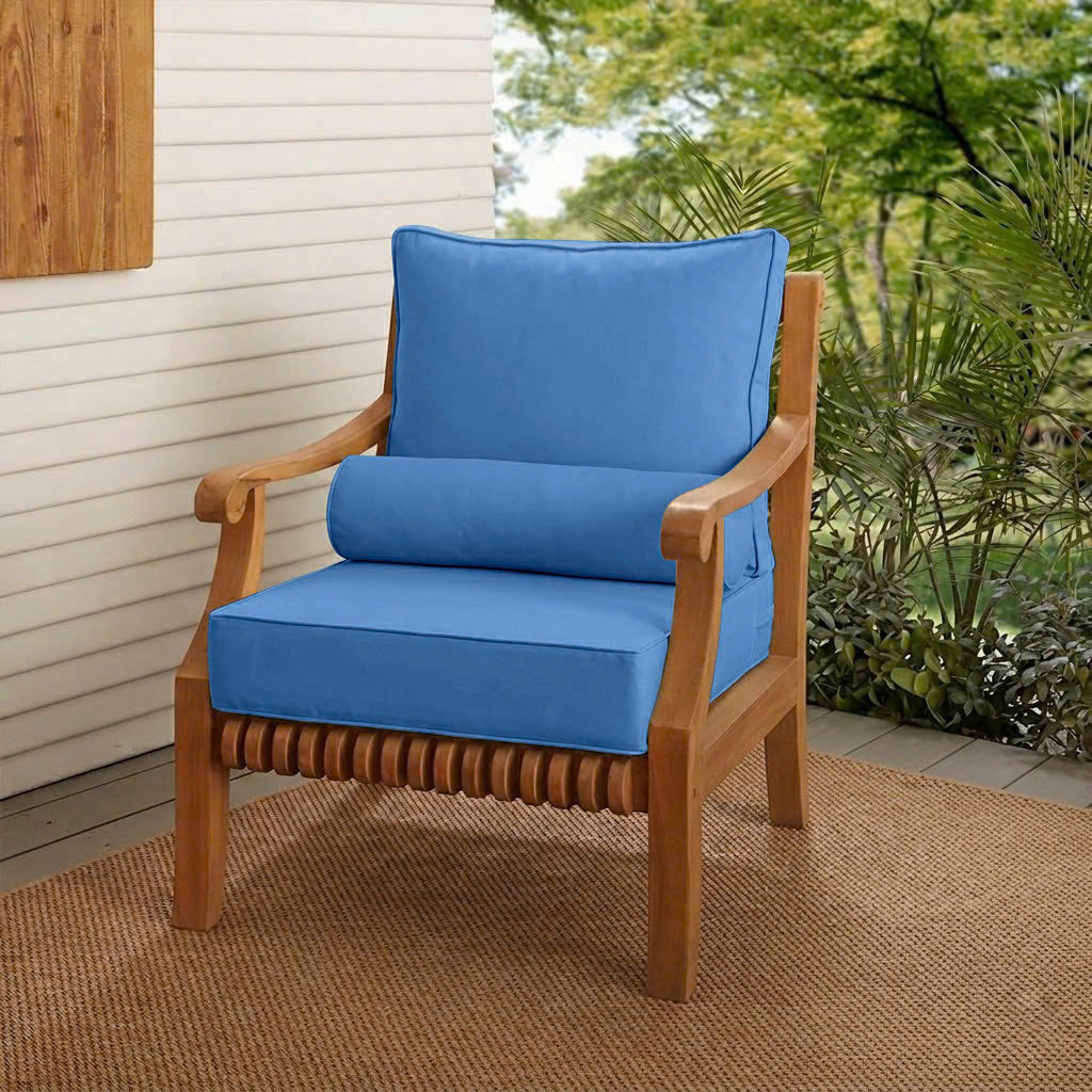 |COVER ONLY| Large Size 26x30x6 Piped Trim Outdoor Deep Seat Backrest Cushion with Bolster, Water Repellent, Patio Cushion Slipcovers Replacement AD102