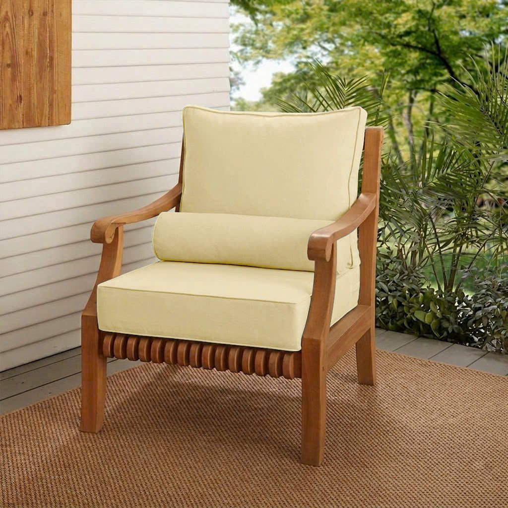 |COVER ONLY| Large Size 26x30x6 Piped Trim Outdoor Deep Seat Backrest Cushion with Bolster, Water Repellent, Patio Cushion Slipcovers Replacement AD103