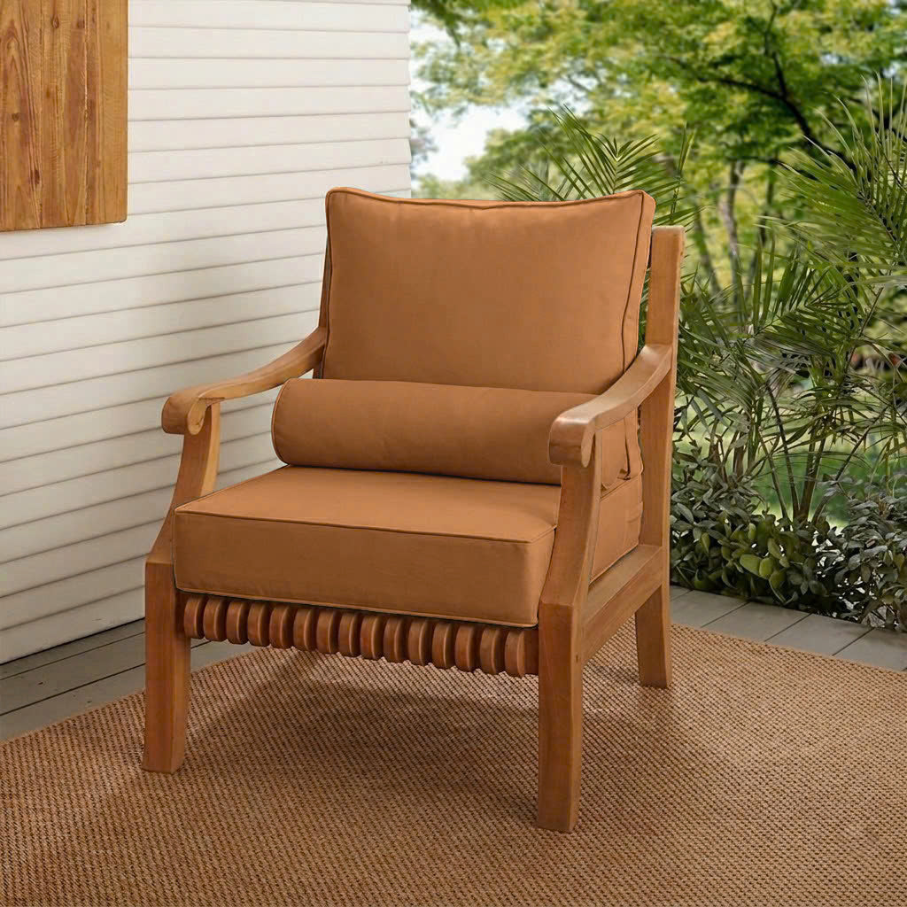 Small Size 23x24x6 Piped Trim Outdoor Deep Seat Backrest Cushion with Bolster, Water Repellent Patio Cushion Insert and Cover Set AD104