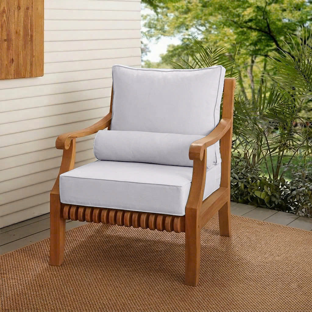 |COVER ONLY| Large Size 26x30x6 Piped Trim Outdoor Deep Seat Backrest Cushion with Bolster, Water Repellent, Patio Cushion Slipcovers Replacement AD105