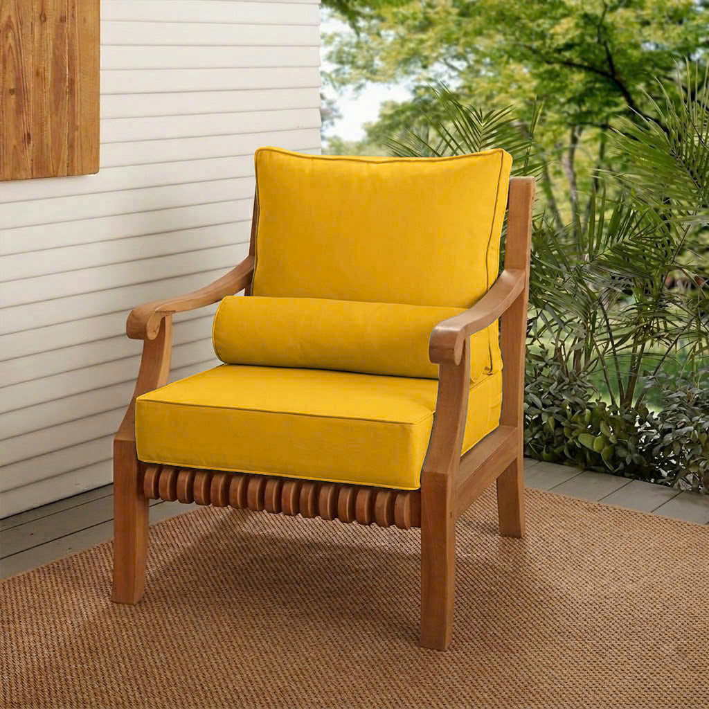 Small Size 23x24x6 Piped Trim Outdoor Deep Seat Backrest Cushion with Bolster, Water Repellent Patio Cushion Insert and Cover Set AD108