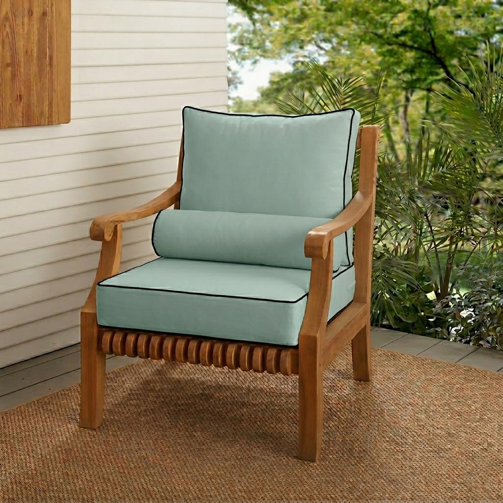 |COVER ONLY| Small Size 23"x24"x6" Outdoor Deep Seat Cushion with Bolster, Water Repellent, Patio Deep Seat Backrest Cushion Bolster Slipcovers Replacement