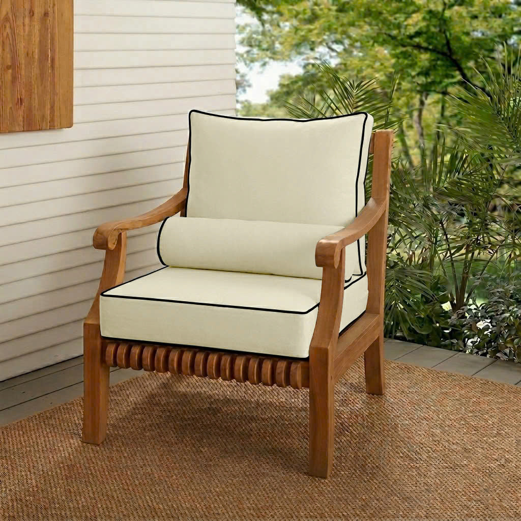 |COVER ONLY| Small Size 23"x24"x6" Outdoor Deep Seat Cushion with Bolster, Water Repellent, Patio Deep Seat Backrest Cushion Bolster Slipcovers Replacement