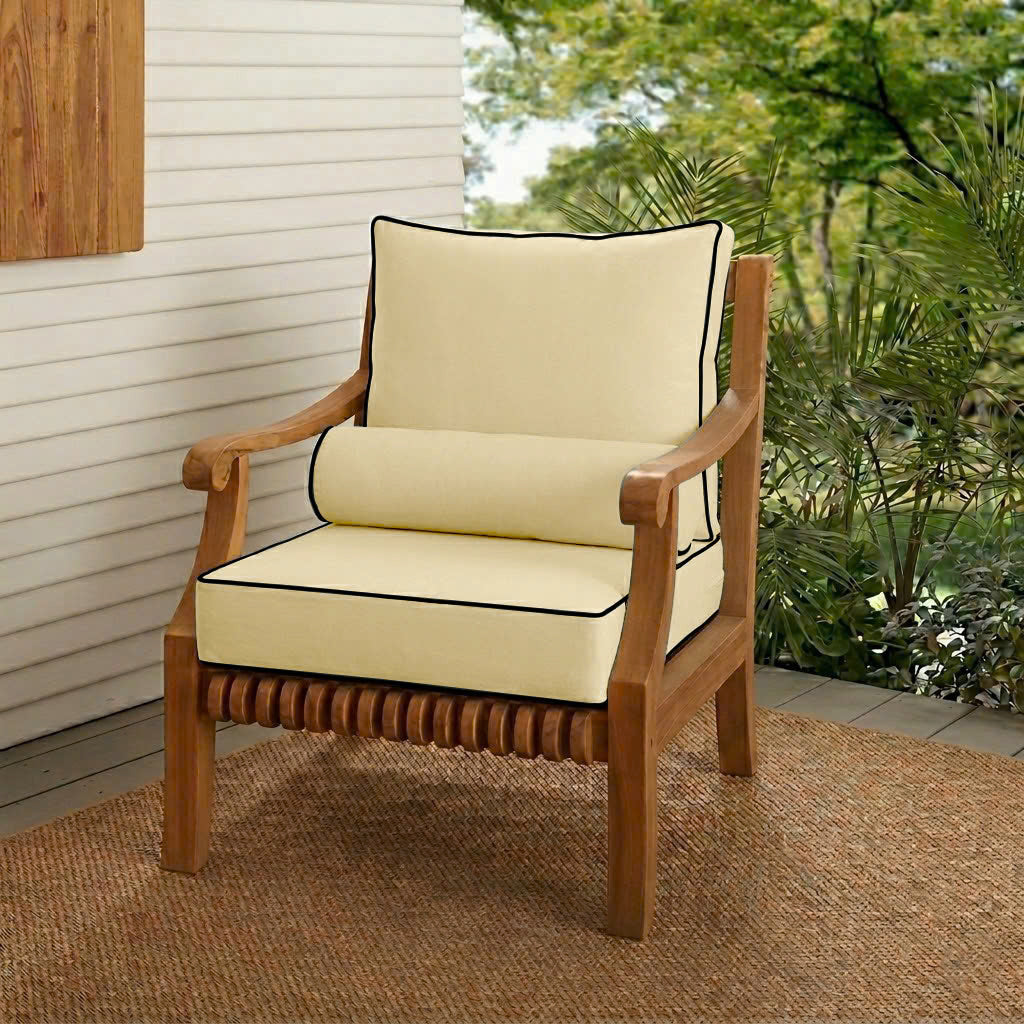 |COVER ONLY| Small Size 23"x24"x6" Outdoor Deep Seat Cushion with Bolster, Water Repellent, Patio Deep Seat Backrest Cushion Bolster Slipcovers Replacement