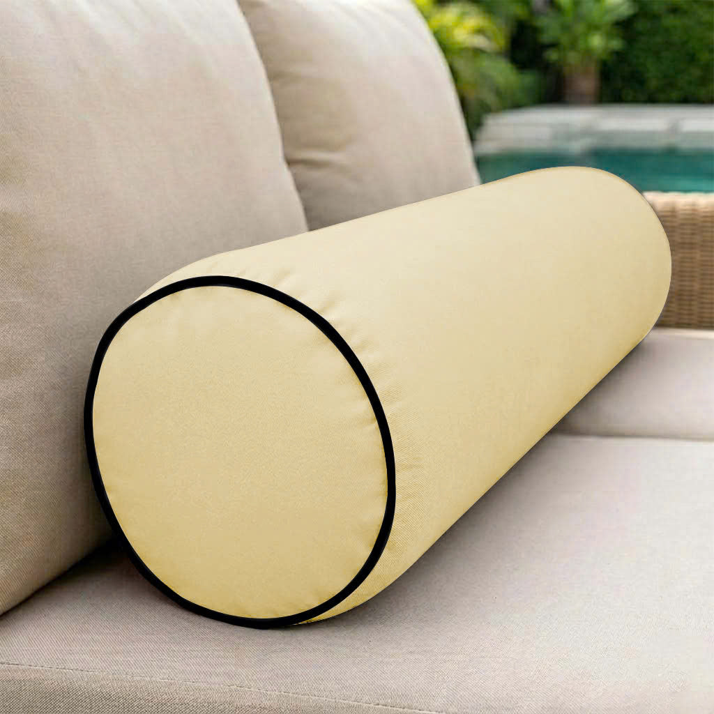 |COVER ONLY| Contrast Trim Large Size 26x6 Outdoor Bolster Pillow Water Repellent Decorative Bolster Pillow for Porch Swing Couch Sofa Cushion Patio Furniture AD103