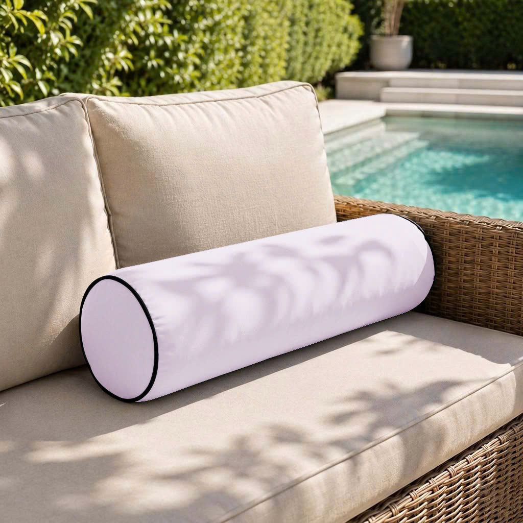 |COVER ONLY| Contrast Trim Medium Size 24x6 Outdoor Bolster Pillow Water Repellent Decorative Bolster Pillow for Porch Swing Couch Sofa Cushion Patio Furniture AD107