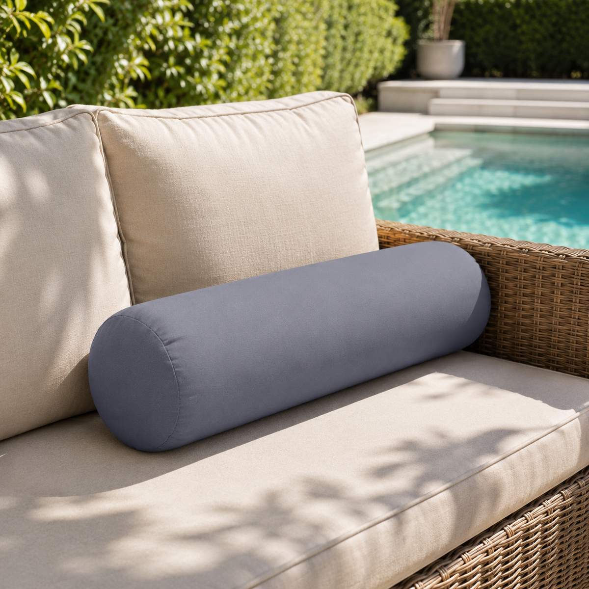 |COVER ONLY| Knife Edge Small Size 23x6 Outdoor Bolster Pillow Water Repellent Decorative Bolster Pillow for Porch Swing Couch Sofa Cushion Patio Furniture AD001