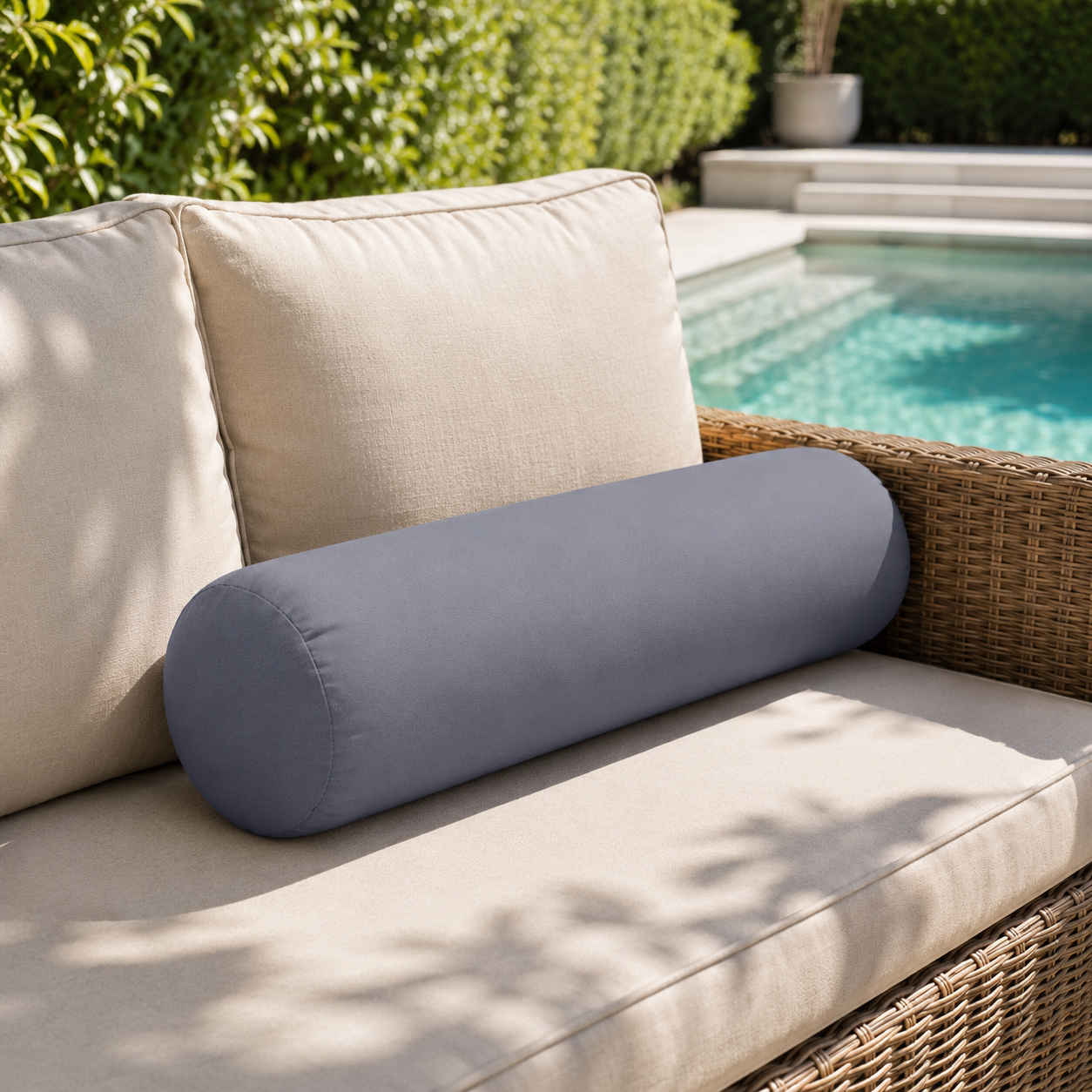 |COVER ONLY| Knife Edge Large Size 26x6 Outdoor Bolster Pillow Water Repellent Decorative Bolster Pillow for Porch Swing Couch Sofa Cushion Patio Furniture AD001