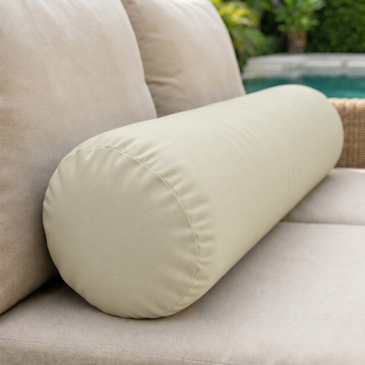 |COVER ONLY| Knife Edge Large Size 26x6 Outdoor Bolster Pillow Water Repellent Decorative Bolster Pillow for Porch Swing Couch Sofa Cushion Patio Furniture AD005