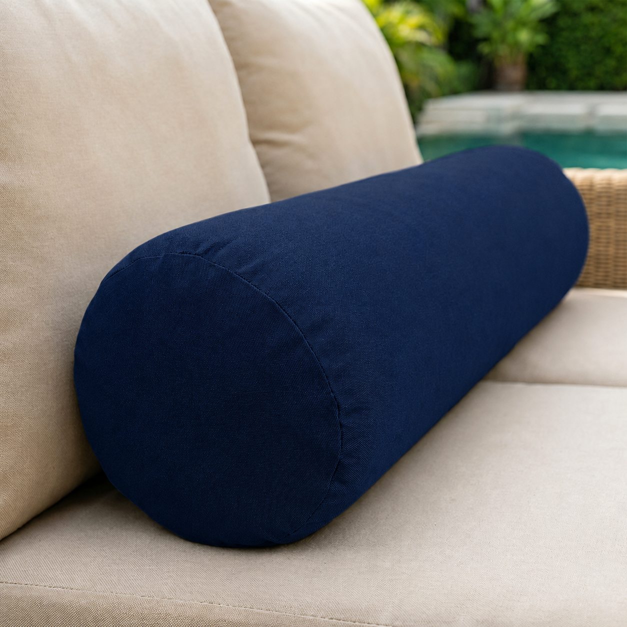 |COVER ONLY| Knife Edge Large Size 26x6 Outdoor Bolster Pillow Water Repellent Decorative Bolster Pillow for Porch Swing Couch Sofa Cushion Patio Furniture AD101