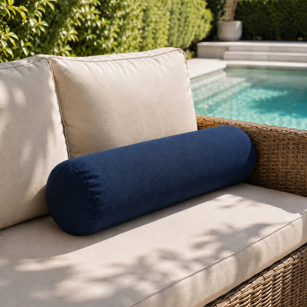 |COVER ONLY| Knife Edge Large Size 26x6 Outdoor Bolster Pillow Water Repellent Decorative Bolster Pillow for Porch Swing Couch Sofa Cushion Patio Furniture AD101