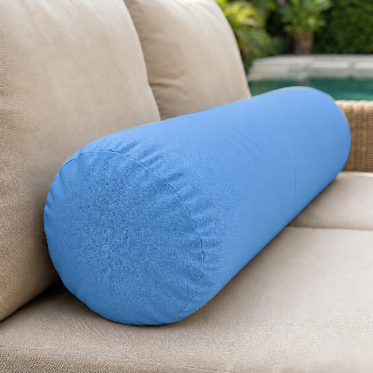 |COVER ONLY| Knife Edge Large Size 26x6 Outdoor Bolster Pillow Water Repellent Decorative Bolster Pillow for Porch Swing Couch Sofa Cushion Patio Furniture AD102