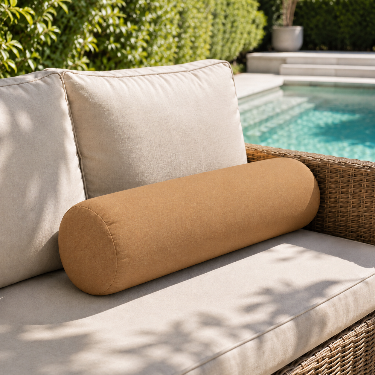 |COVER ONLY| Knife Edge Large Size 26x6 Outdoor Bolster Pillow Water Repellent Decorative Bolster Pillow for Porch Swing Couch Sofa Cushion Patio Furniture AD104