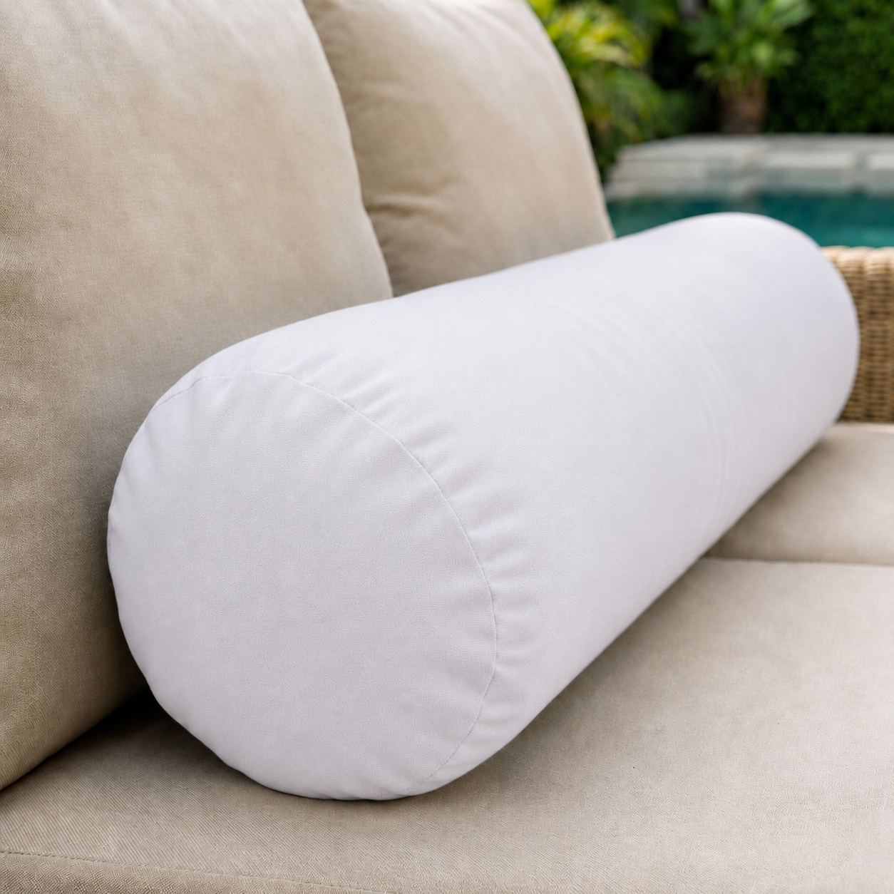 |COVER ONLY| Knife Edge Large Size 26x6 Outdoor Bolster Pillow Water Repellent Decorative Bolster Pillow for Porch Swing Couch Sofa Cushion Patio Furniture AD105