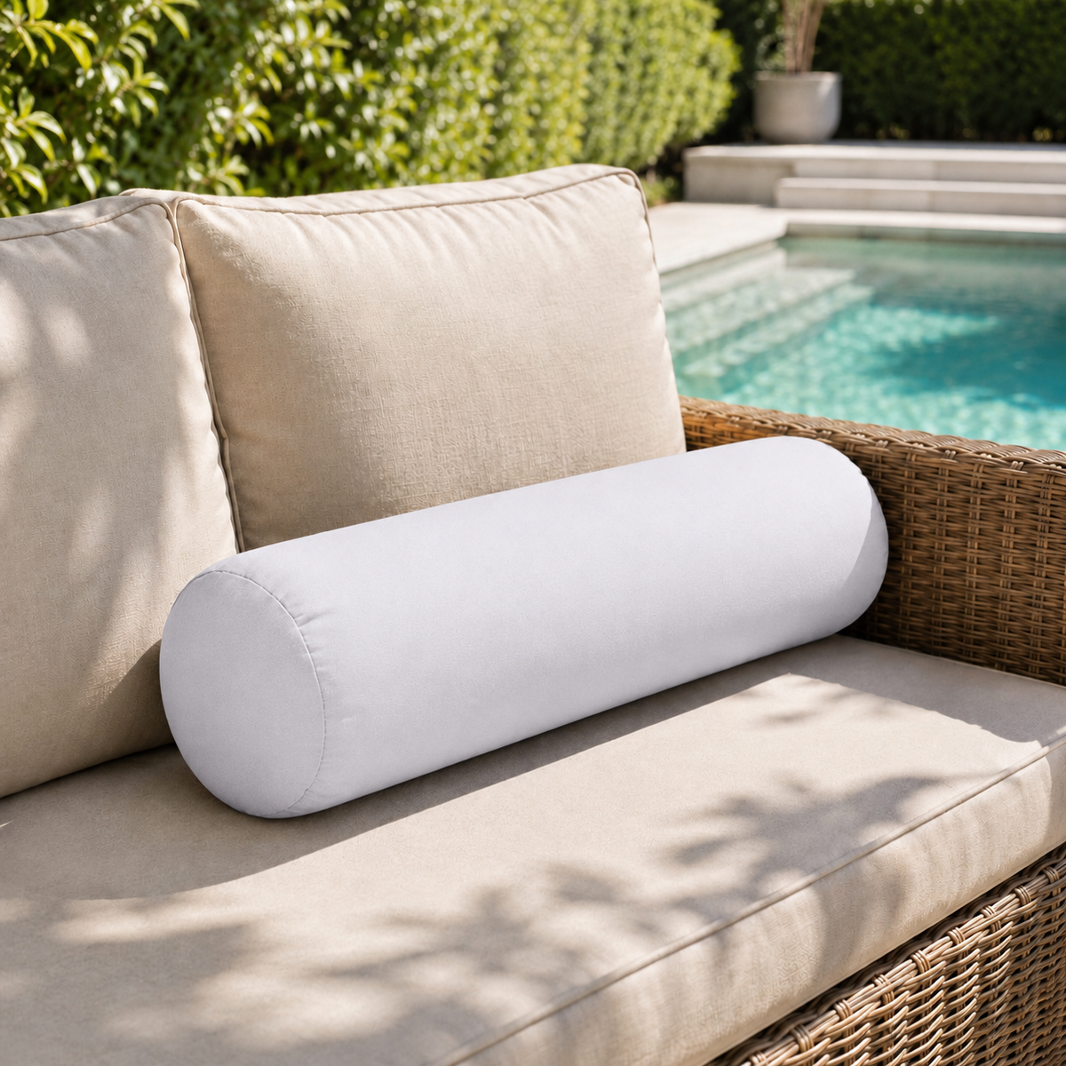 |COVER ONLY| Knife Edge Medium Size 24x6 Outdoor Bolster Pillow Water Repellent Decorative Bolster Pillow for Porch Swing Couch Sofa Cushion Patio Furniture AD105