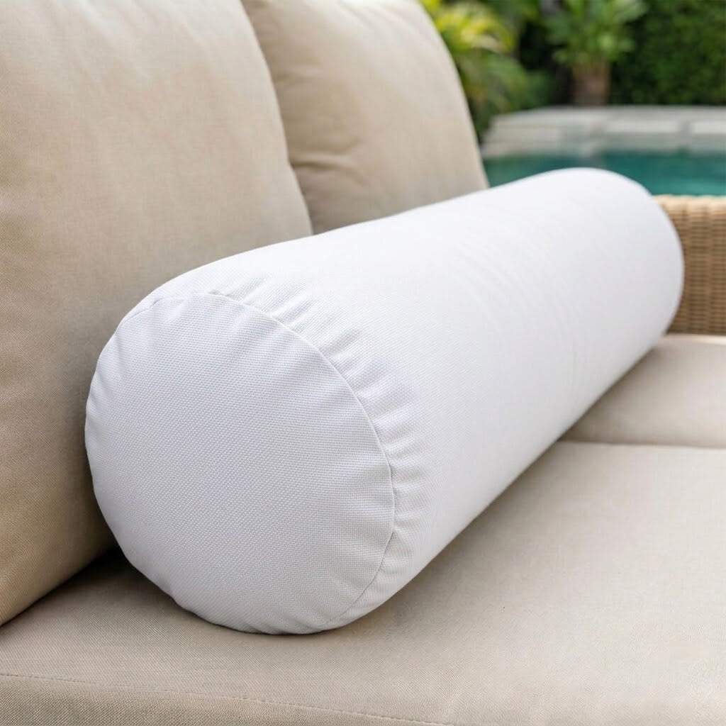 |COVER ONLY| Knife Edge Large Size 26x6 Outdoor Bolster Pillow Water Repellent Decorative Bolster Pillow for Porch Swing Couch Sofa Cushion Patio Furniture AD106