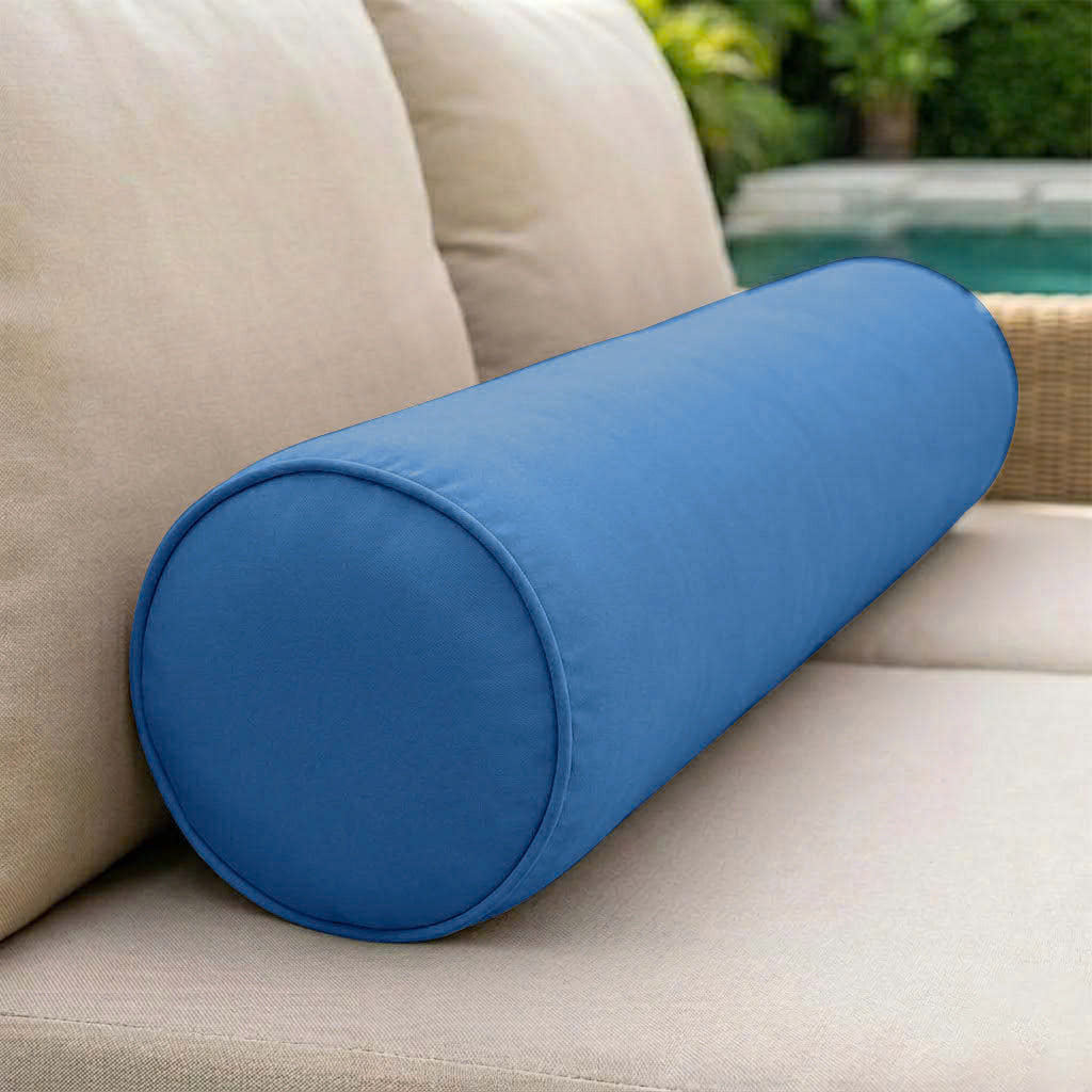 |COVER ONLY| Piped Trim Medium Size 24x6 Outdoor Bolster Pillow Water Repellent Decorative Bolster Pillow for Porch Swing Couch Sofa Cushion Patio Furniture AD102