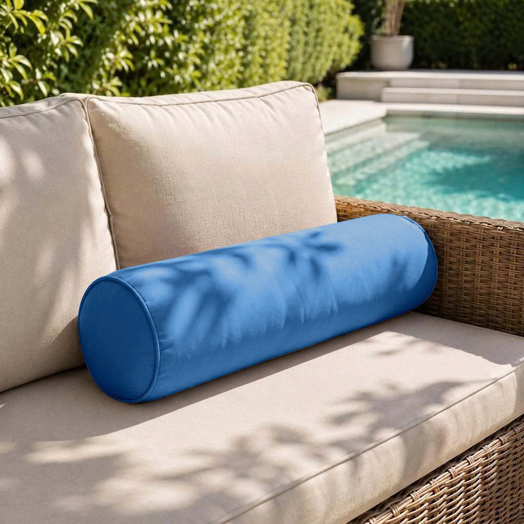 |COVER ONLY| Piped Trim Small Size 23x6 Outdoor Bolster Pillow Water Repellent Decorative Bolster Pillow for Porch Swing Couch Sofa Cushion Patio Furniture AD102