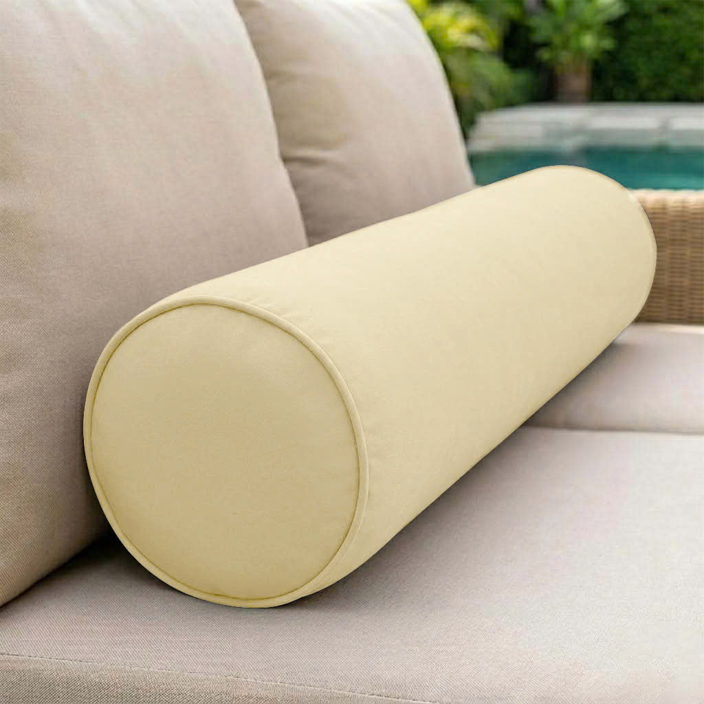|COVER ONLY| Piped Trim Small Size 23x6 Outdoor Bolster Pillow Water Repellent Decorative Bolster Pillow for Porch Swing Couch Sofa Cushion Patio Furniture AD103
