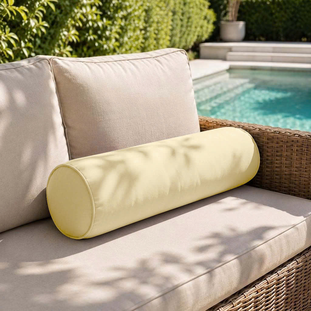 |COVER ONLY| Piped Trim Medium Size 24x6 Outdoor Bolster Pillow Water Repellent Decorative Bolster Pillow for Porch Swing Couch Sofa Cushion Patio Furniture AD103