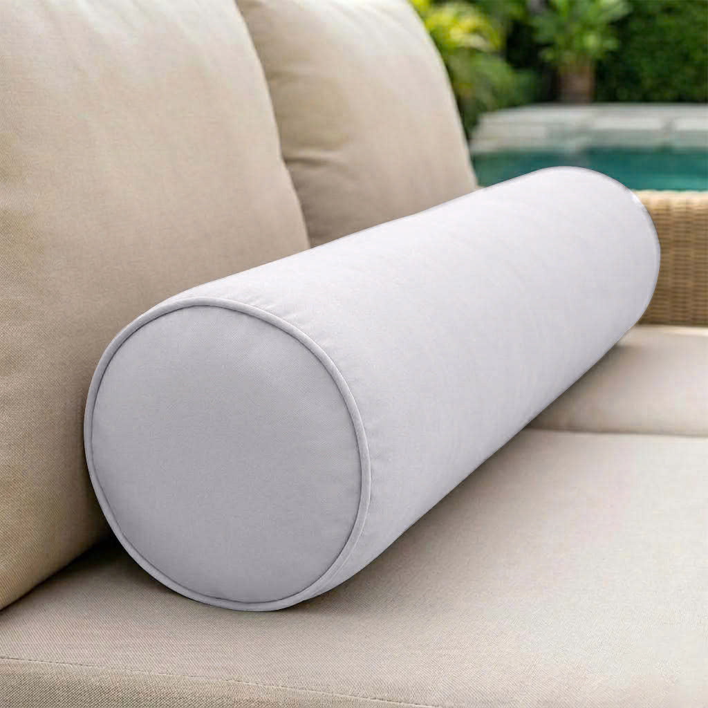 Piped Trim Large Size 26x6 Outdoor Bolster Pillow Water Repellent Decorative Bolster Pillow Insert and Cover Set For Patio Daybed Porch Swing AD105