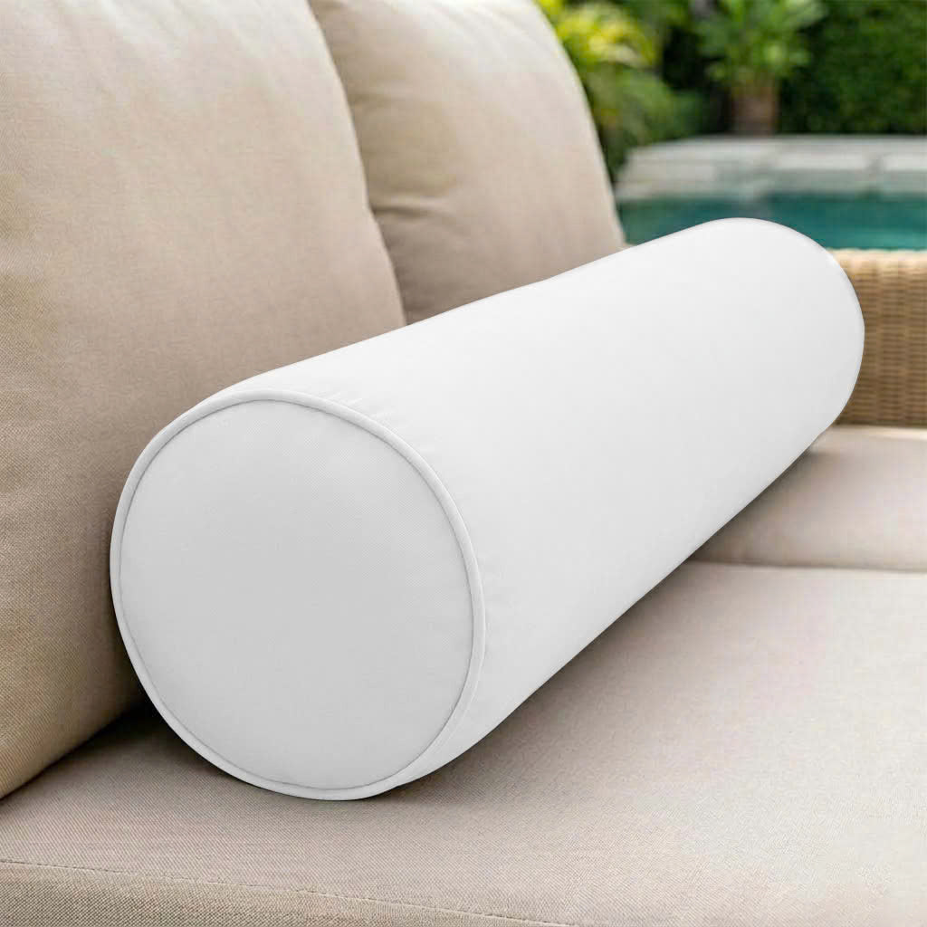 |COVER ONLY| Piped Trim Small Size 23x6 Outdoor Bolster Pillow Water Repellent Decorative Bolster Pillow for Porch Swing Couch Sofa Cushion Patio Furniture AD106