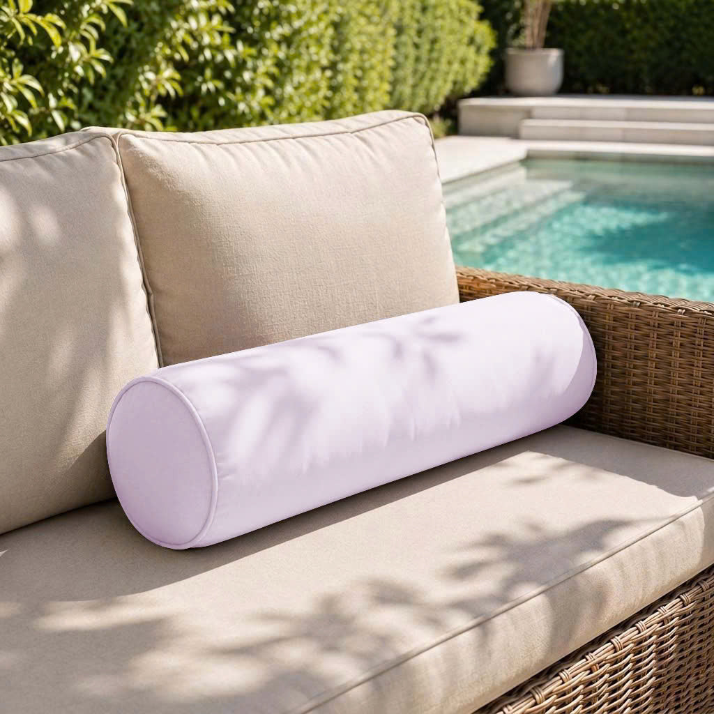 |COVER ONLY| Piped Trim Large Size 26x6 Outdoor Bolster Pillow Water Repellent Decorative Bolster Pillow for Porch Swing Couch Sofa Cushion Patio Furniture AD0107