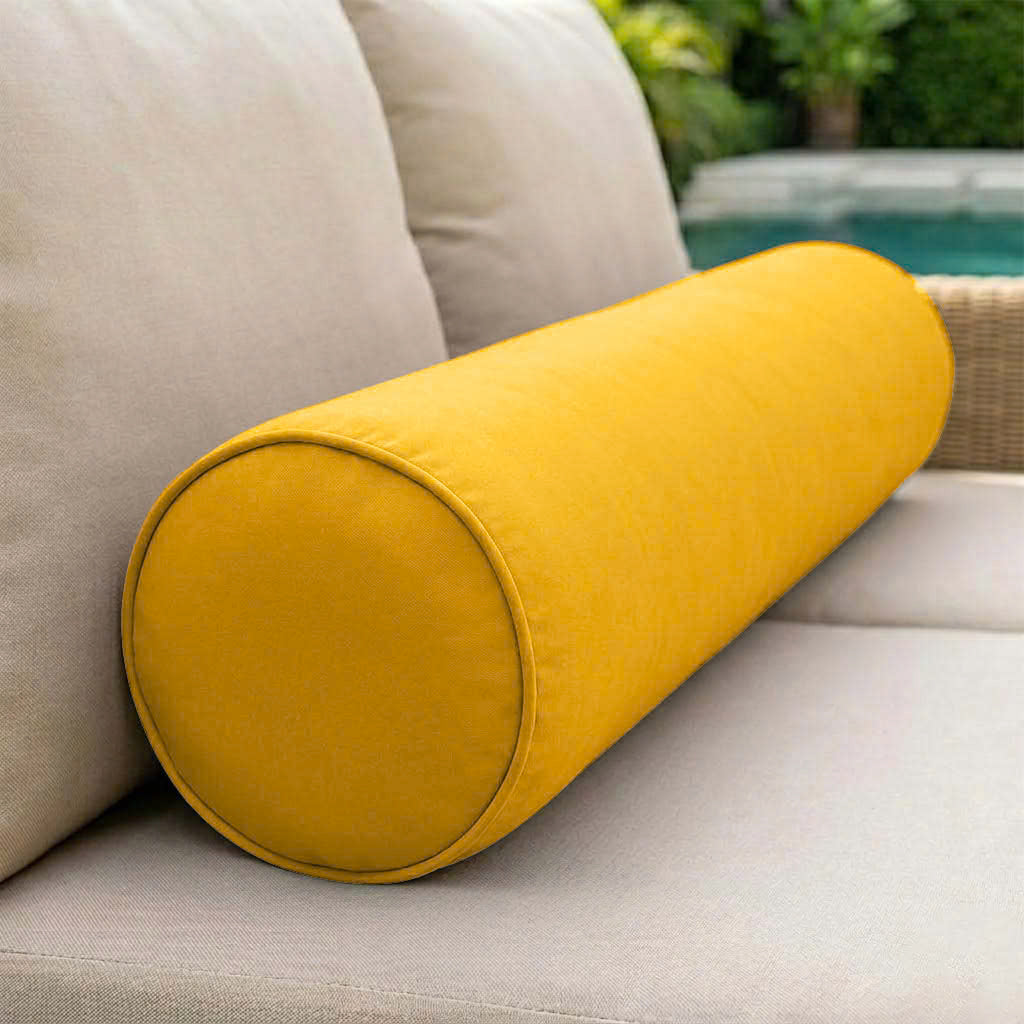 |COVER ONLY| Piped Trim Small Size 23x6 Outdoor Bolster Pillow Water Repellent Decorative Bolster Pillow for Porch Swing Couch Sofa Cushion Patio Furniture AD108