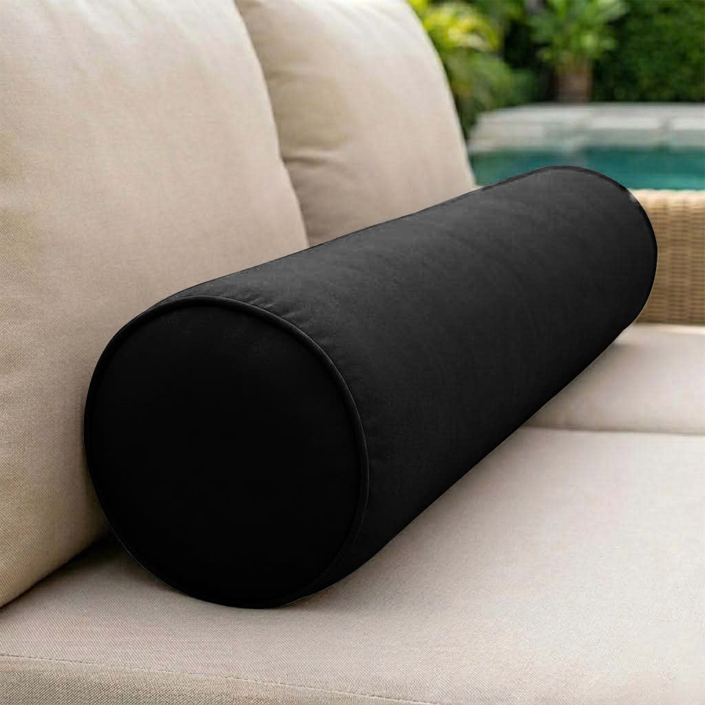 |COVER ONLY| Piped Trim Small Size 23x6 Outdoor Bolster Pillow Water Repellent Decorative Bolster Pillow for Porch Swing Couch Sofa Cushion Patio Furniture AD109