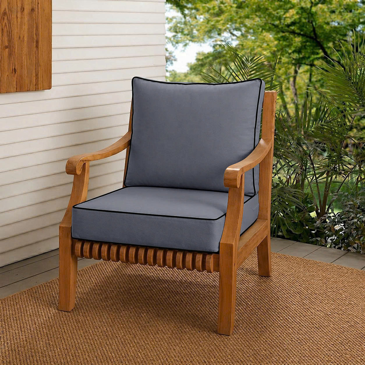 |COVER ONLY| Contrast Trim Outdoor Deep Seat Cushion 23x24x6, Water Repellent, Patio Furniture Patio Cushion Slipcovers Replacement Seat Cushion Covers AD001