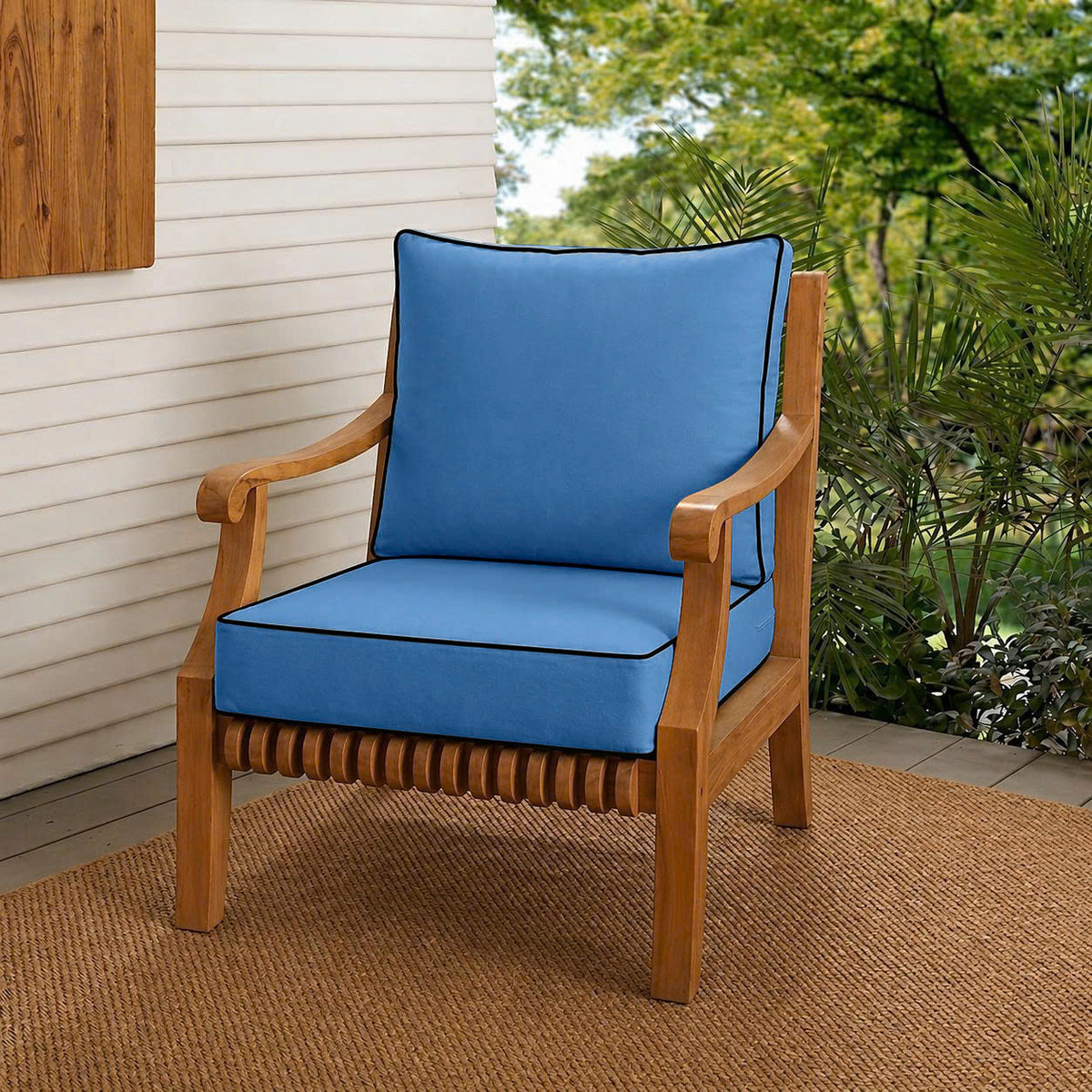 |COVER ONLY| Contrast Trim Outdoor Deep Seat Cushion 26x30x6, Water Repellent, Patio Furniture Patio Cushion Slipcovers Replacement Seat Cushion Covers AD102