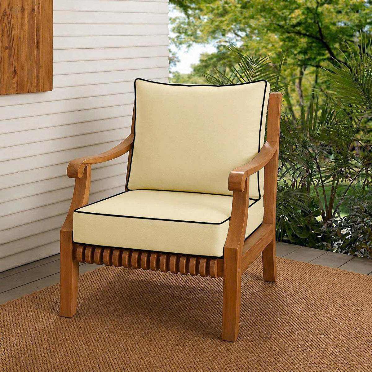 |COVER ONLY| Contrast Trim Outdoor Deep Seat Cushion 23x24x6, Water Repellent, Patio Furniture Patio Cushion Slipcovers Replacement Seat Cushion Covers AD103