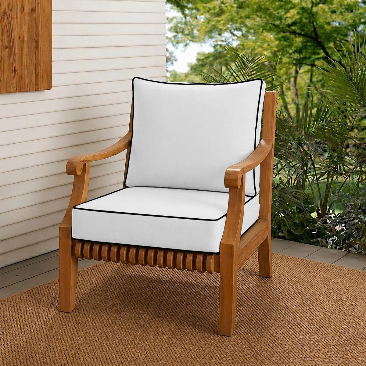 |COVER ONLY| Contrast Trim Outdoor Deep Seat Cushion 26x30x6, Water Repellent, Patio Furniture Patio Cushion Slipcovers Replacement Seat Cushion Covers AD106